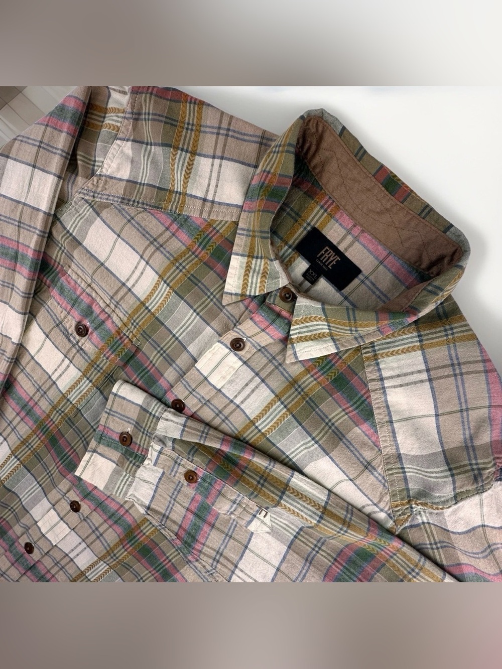 Frye Mens XXL Plaid Shirt 100% Cotton Western Ranchwear Cowboy Rustic Workwear